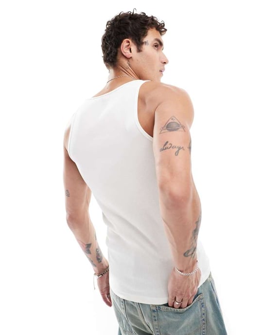 Jack & Jones ribbad väst i vitt - Image 3