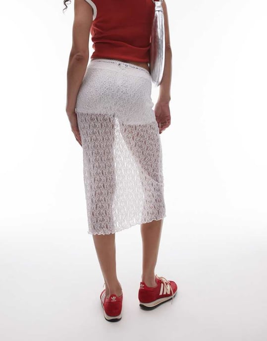 Topshop spets midi kjol i vitt - Image 2