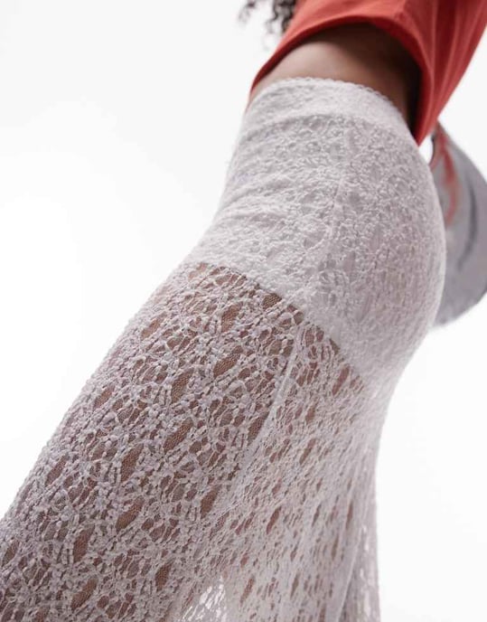 Topshop spets midi kjol i vitt - Image 3