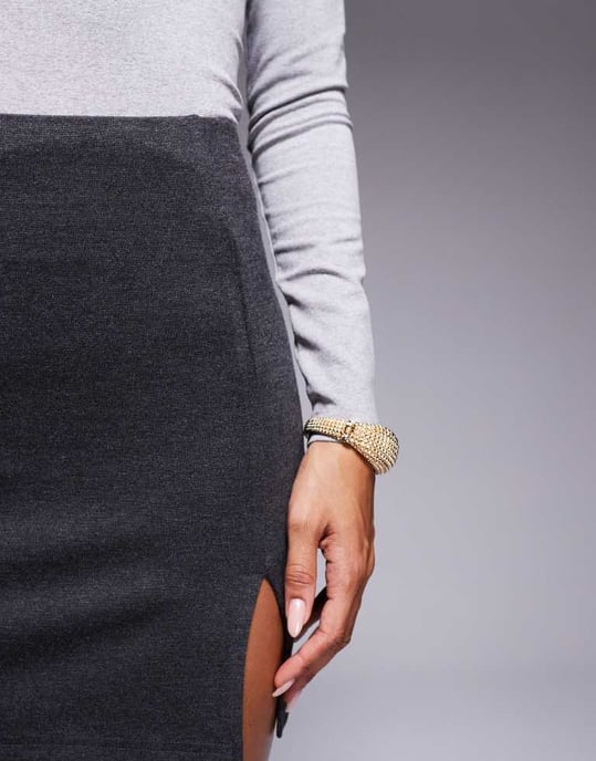 ASOS DESIGN ponte mini kjol med split nederkant i kolgrå - Image 4
