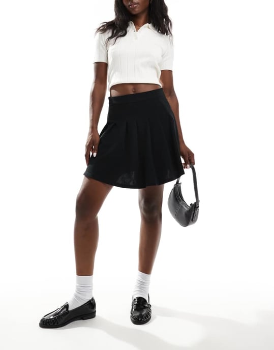YAS pleated mini skirt in black - BLACK - Image 2