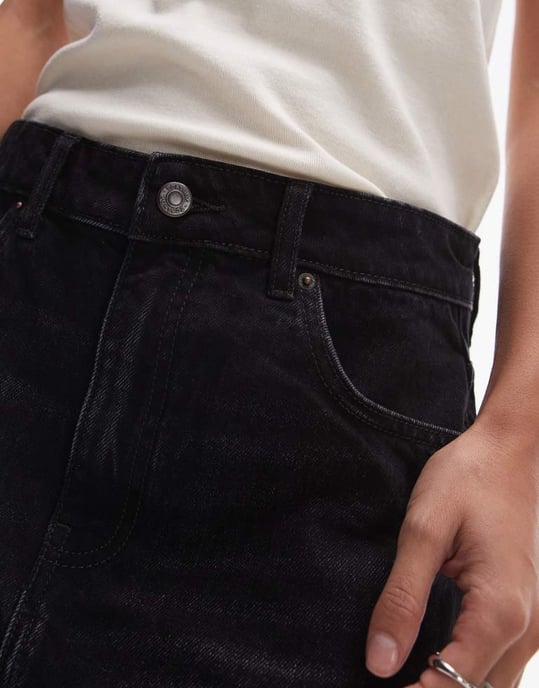 Topshop denim mini skaterkjol i tvättad svart - Image 4