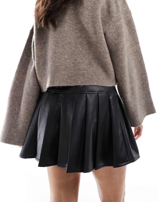 Miss Selfridge fusk läder kilt minikjol i svart - Image 2