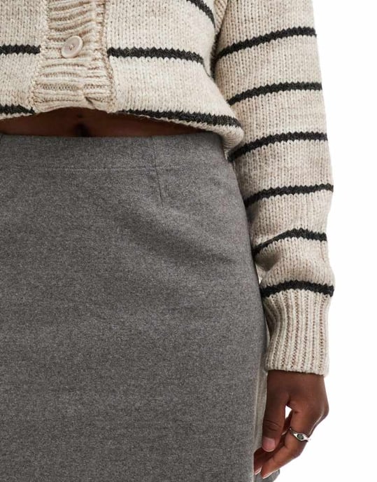 ASOS DESIGN supersoft flippig minikjol i kolgrå melerad - Image 4