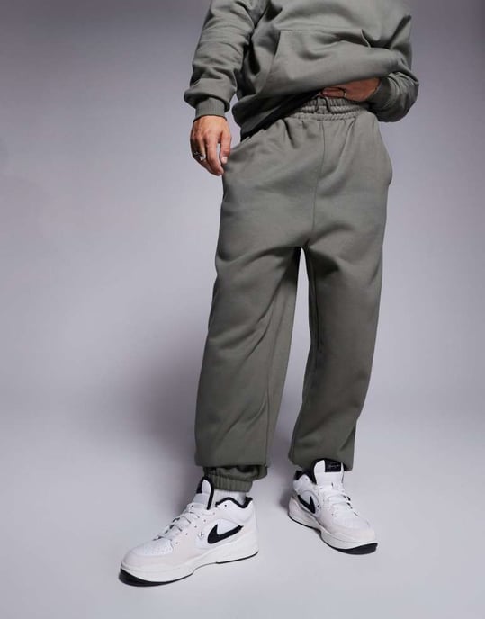 ASOS DESIGN premium tung oversized joggers 400gsm i khaki - Image 2
