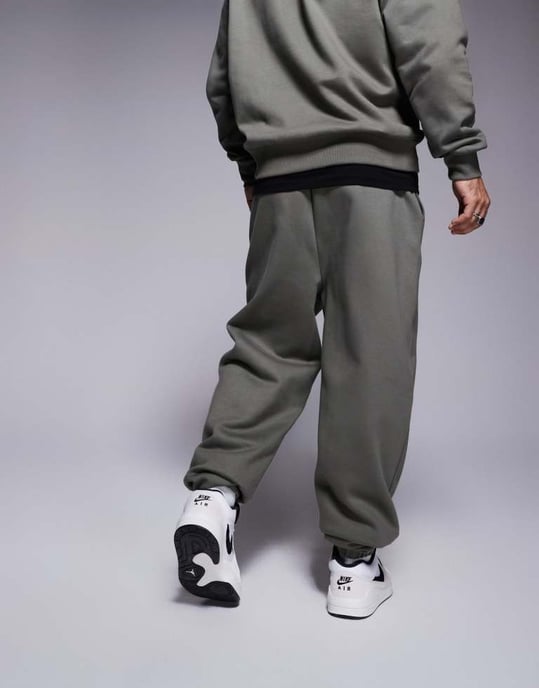ASOS DESIGN premium tung oversized joggers 400gsm i khaki - Image 3