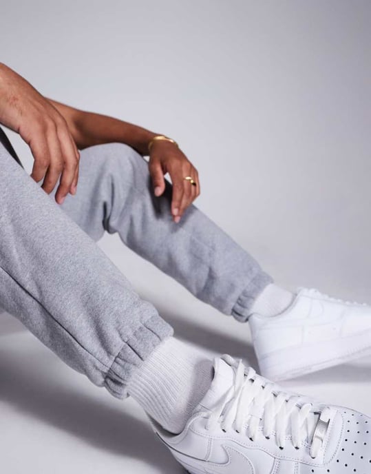 ASOS DESIGN premium tunga tapered joggers 400gsm i grå melange - Image 2