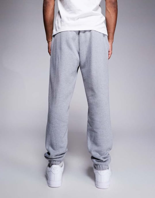 ASOS DESIGN premium tunga tapered joggers 400gsm i grå melange - Image 3