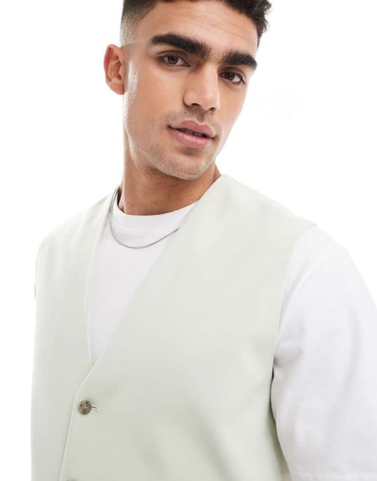 ASOS DESIGN smart co-ord boxy väst i ljus salviagrön - Image 3