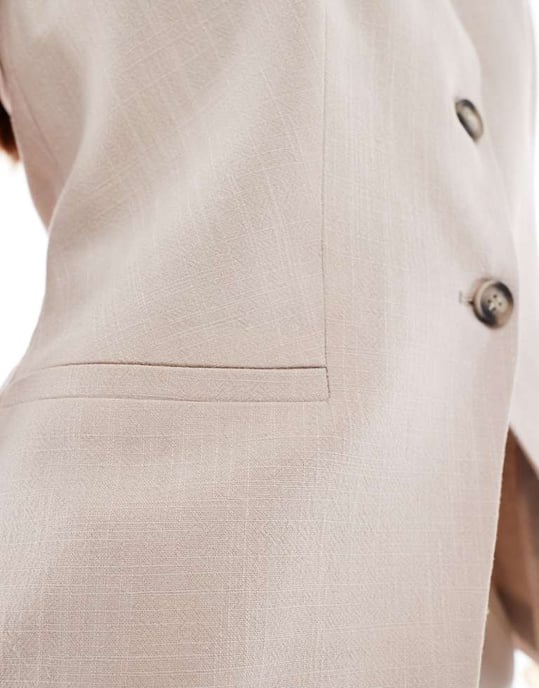 ASOS DESIGN hög nacke linneblandning väst i neutral - Image 3