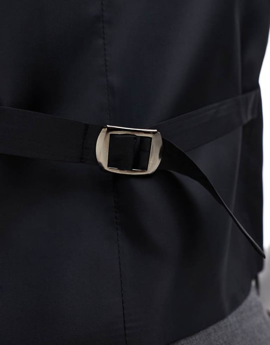 ASOS DESIGN slim fit väst med ull i kolgrå - Image 4