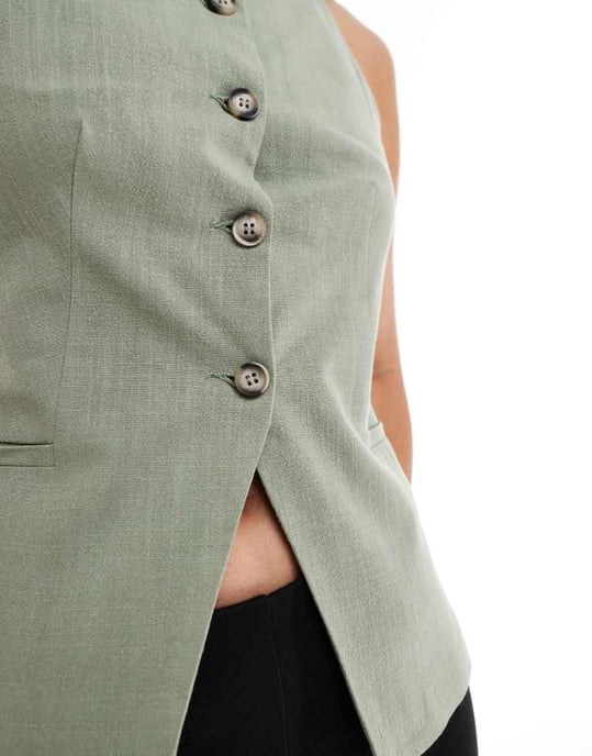 ASOS DESIGN högkrage väst i khaki - Image 3