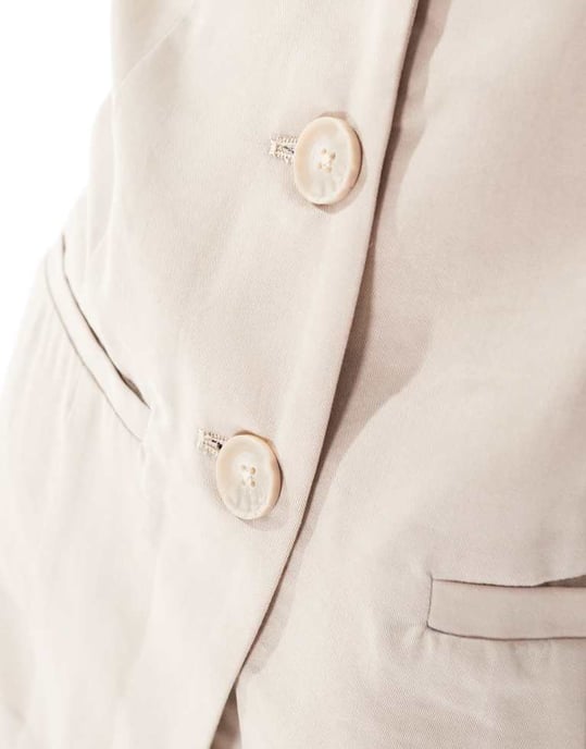 ASOS DESIGN långkavaj set i tvättad sand - Image 3