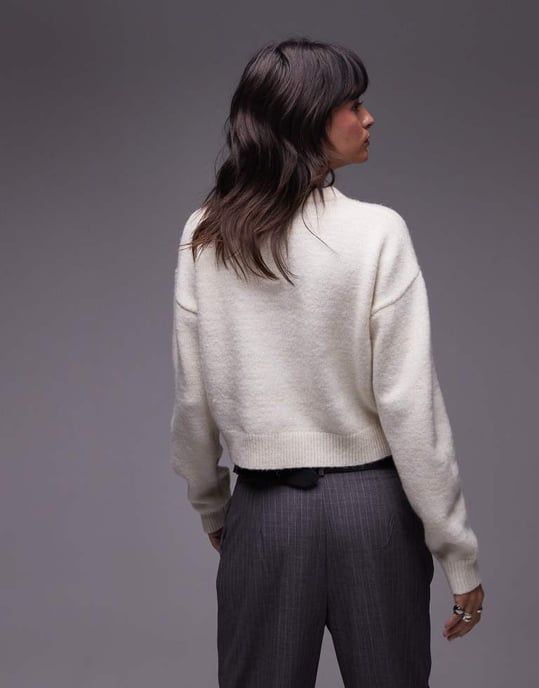 Topshop stickad ultimat micro cardigan i elfenben - Image 4