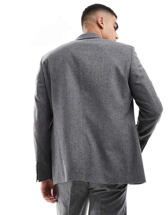 ASOS DESIGN regular flanellullblandning kavaj i kolgrå marmor - Image 2