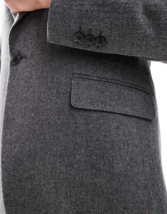 ASOS DESIGN regular flanellullblandning kavaj i kolgrå marmor - Image 4