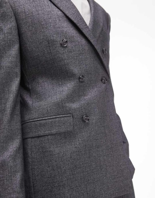 Topman smal kreuzhatch kostymjacka i grått - Image 2