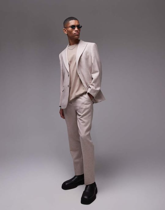Topman premium slim ullblandning kavaj i sten - Image 4