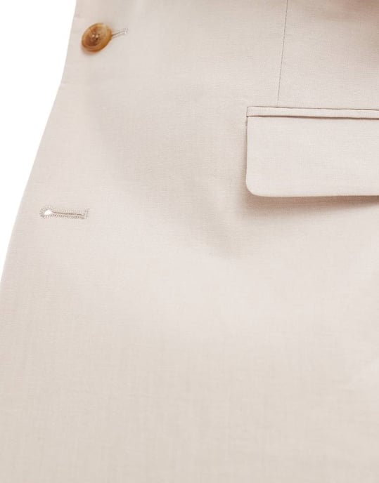 ASOS DESIGN slim linneblandning kavaj i sten - Image 3