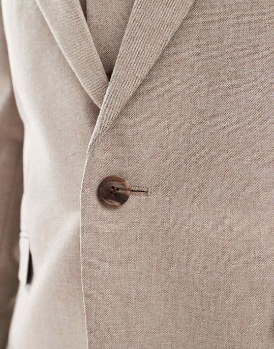 ASOS DESIGN ny smal kostymjacka i beige melange - Image 4