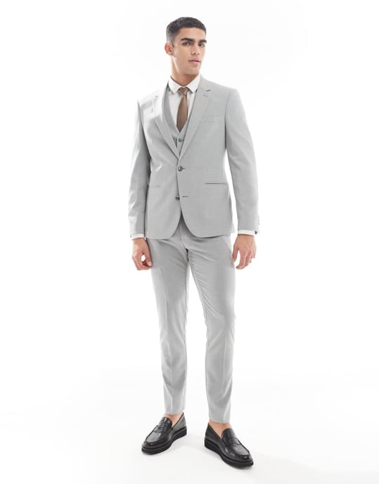 ASOS DESIGN smal kostymjacka i grått - Image 2