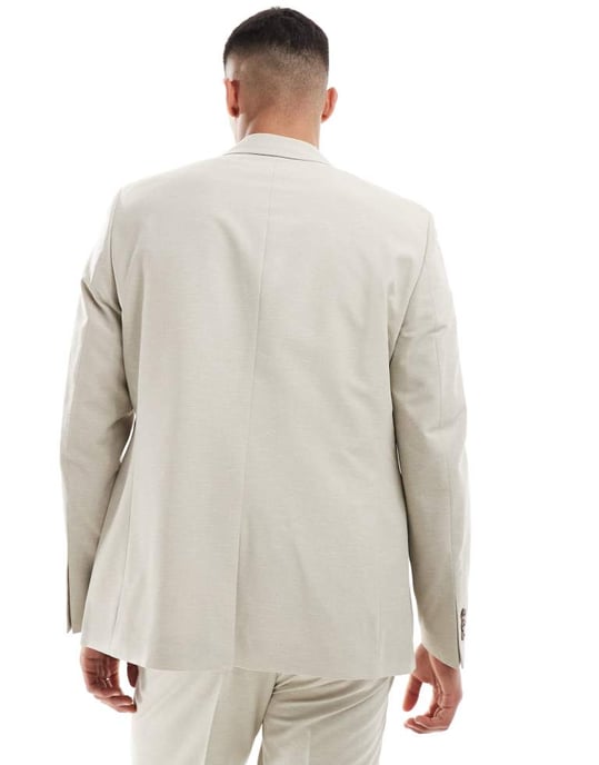 ASOS DESIGN regular kavaj i texturerat tyg i stenfarvet - Image 2