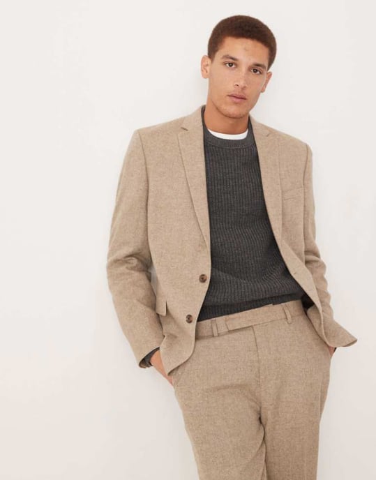ASOS DESIGN slim kostymjacka i ull i sten - Image 1