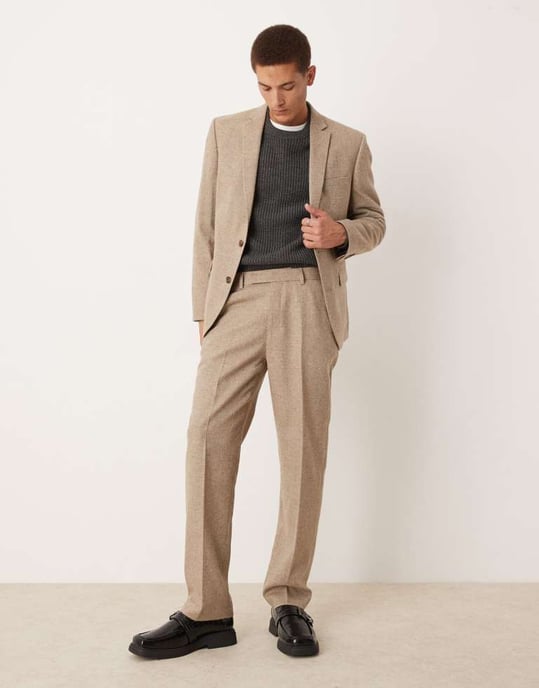 ASOS DESIGN slim kostymjacka i ull i sten - Image 2