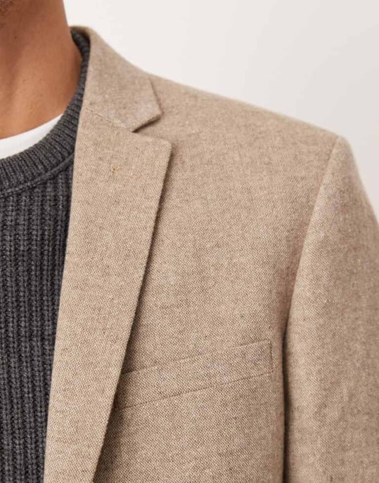 ASOS DESIGN slim kostymjacka i ull i sten - Image 3