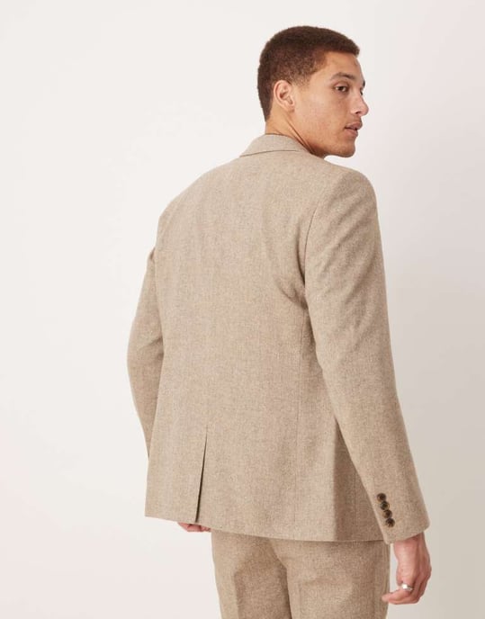 ASOS DESIGN slim kostymjacka i ull i sten - Image 4