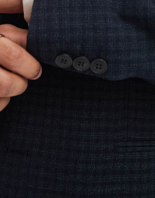 ASOS DESIGN smal kavaj i tonalt marinrutig - Image 4