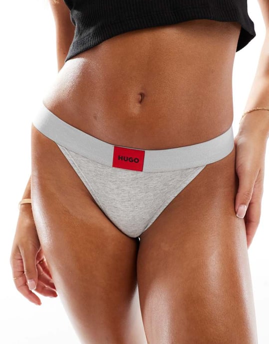 HUGO Bodywear röd etikett trosa i grått - Image 4