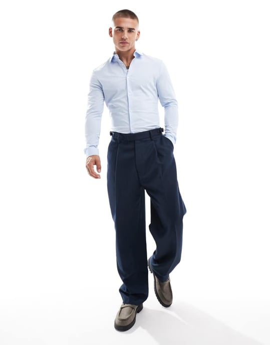 ASOS DESIGN slimskjorta i ljusblått - Image 3