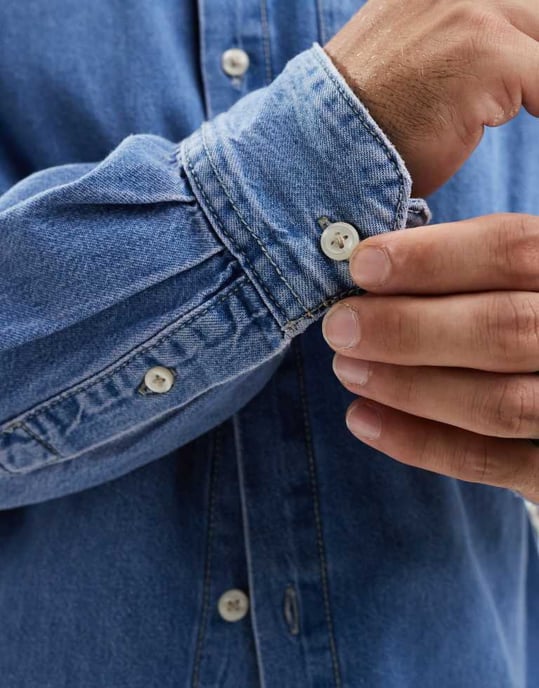Jack & Jones oversize jeansskjorta i medelblå tvätt - Image 3