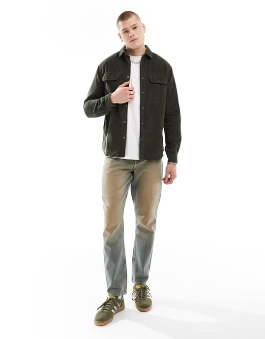 ASOS DESIGN kordoverskjorta med tryckknappar i grön - Image 2