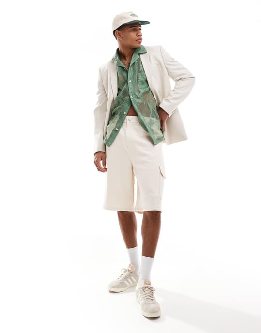 ASOS DESIGN kortärmad avslappnad blus med spets i salviagrön - Image 2
