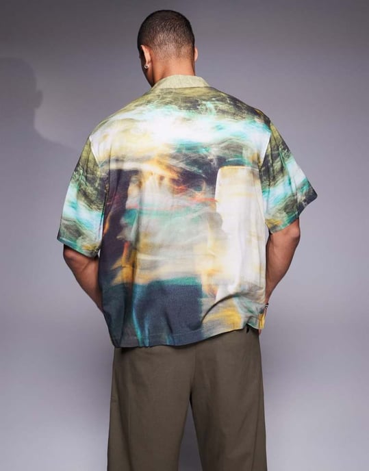 ASOS DESIGN oversized skjorta med oskarp fotografisk tryck - Image 2