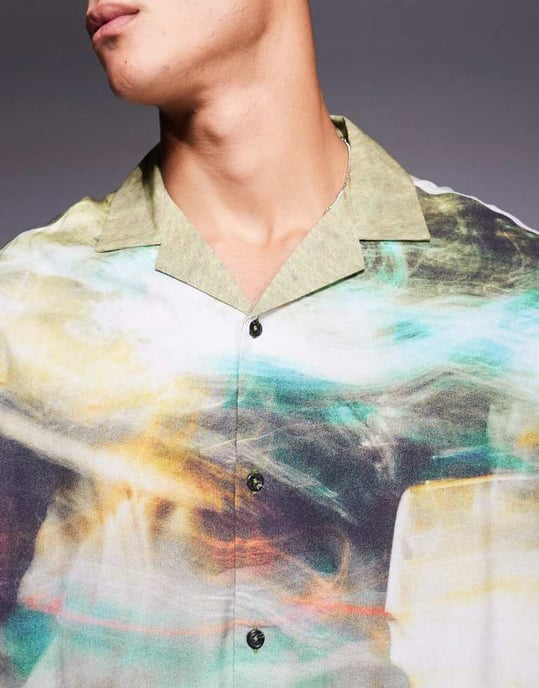 ASOS DESIGN oversized skjorta med oskarp fotografisk tryck - Image 3