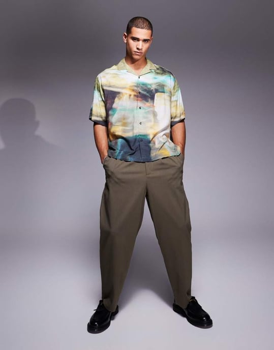 ASOS DESIGN oversized skjorta med oskarp fotografisk tryck - Image 4