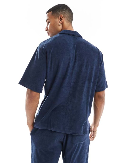 Jack & Jones Premium oversized handduksskjorta i marinblått - Image 4