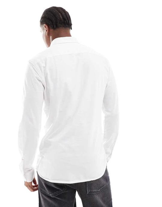 BOSS Orange mysoft slim fit jersey shirt in white - Image 4