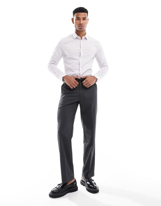 ASOS DESIGN skinny skjorta i lila randig - Image 3