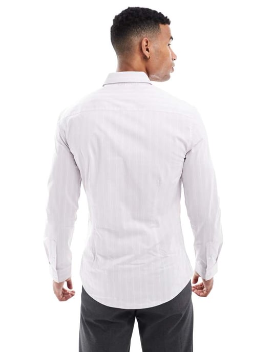 ASOS DESIGN skinny skjorta i lila randig - Image 4