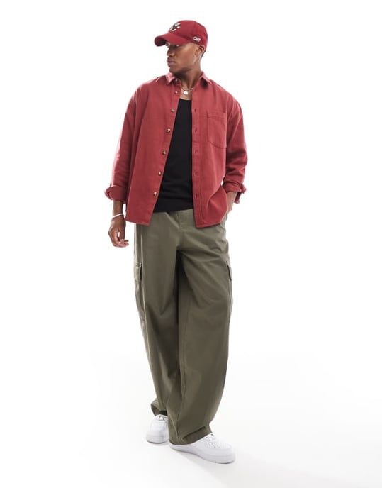 ASOS DESIGN overshirt i rostig röd - Image 2