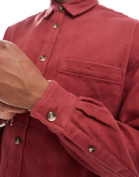 ASOS DESIGN overshirt i rostig röd - Image 3