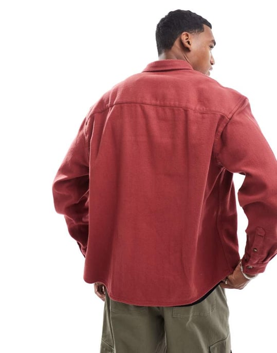 ASOS DESIGN overshirt i rostig röd - Image 4