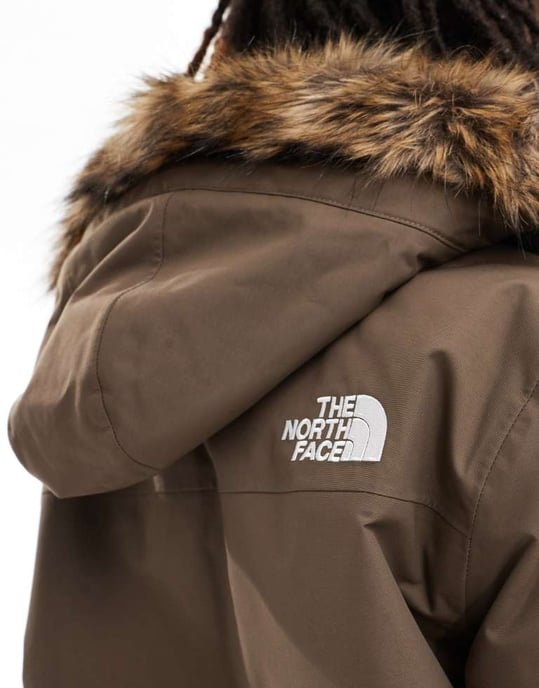 The North Face Zaneck fuskpäls huva parka i brunt - Image 2