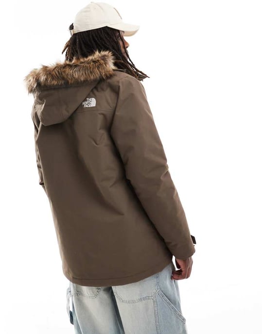 The North Face Zaneck fuskpäls huva parka i brunt - Image 4