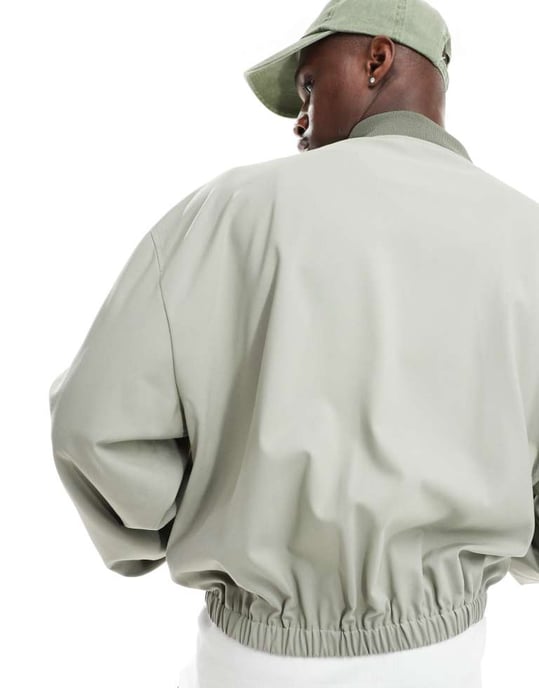ASOS DESIGN smart co-rd bomberjacka i grön - Image 3