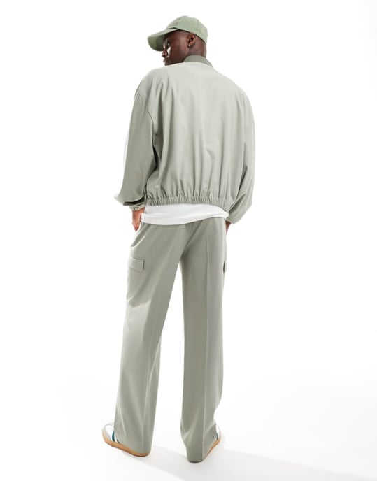 ASOS DESIGN smart co-rd bomberjacka i grön - Image 4
